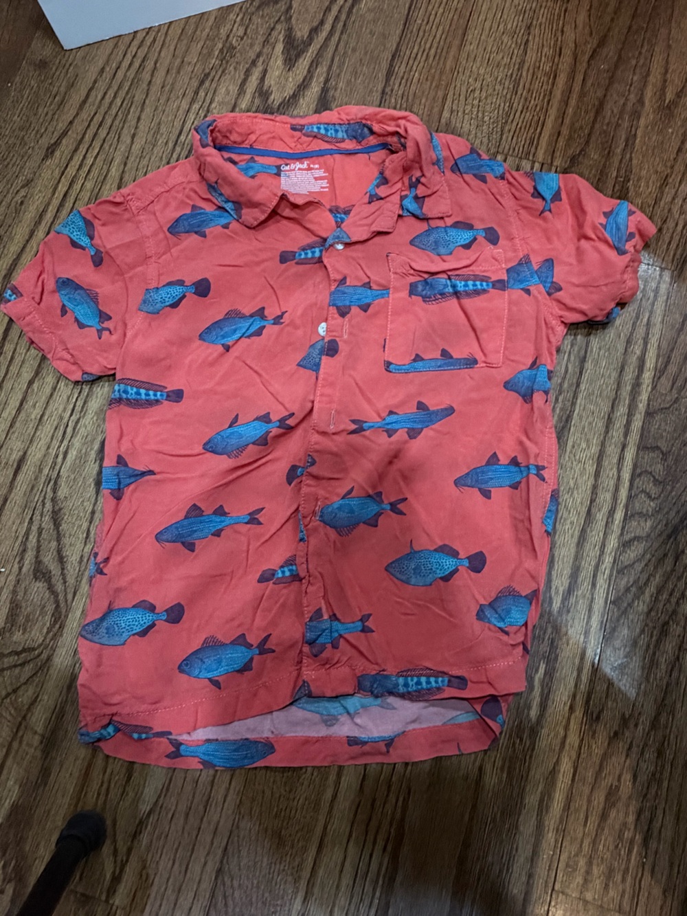 Cat & Jack Coral Red Shorts with Blue Fish Print